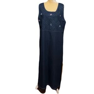 Koret City Blues Womens Denim Dress Overall Style Full-Length Size Large